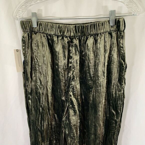 New Ett Twa Anthropologie Pants Women's Small Green Velvet Pull On - Picture 8 of 8